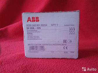   3-,  25A C 4,5kA ABB 2CDS243001R0254    ,  :   230-400V ~   25A  